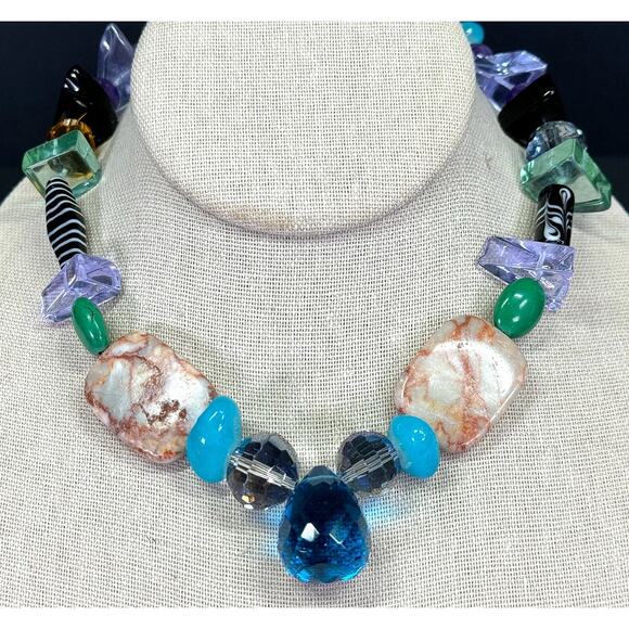 Artisan Crystal Glass Bead Necklace - Picture 2 of 9